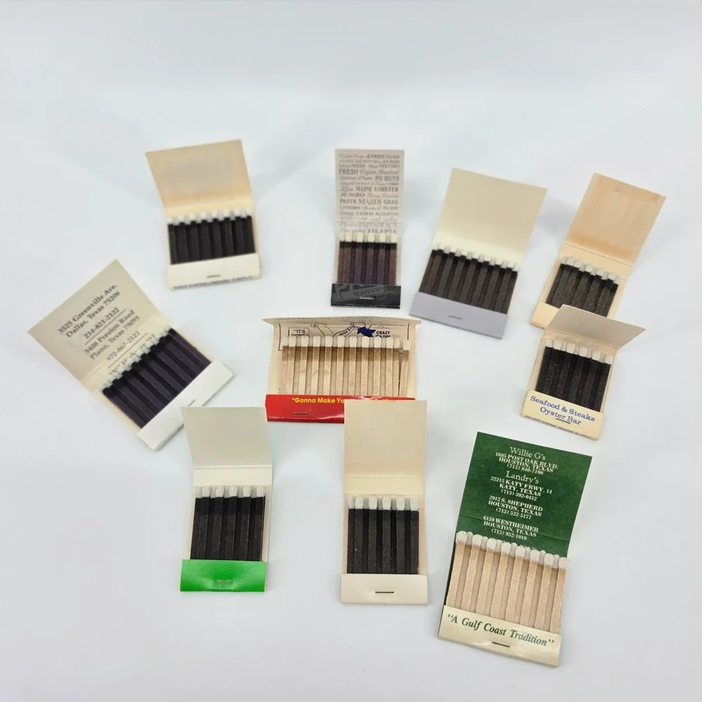 Vintage Texas Restaurant Matchbook Lot 10pc Houston Pappadeaux Kirbys Brenners